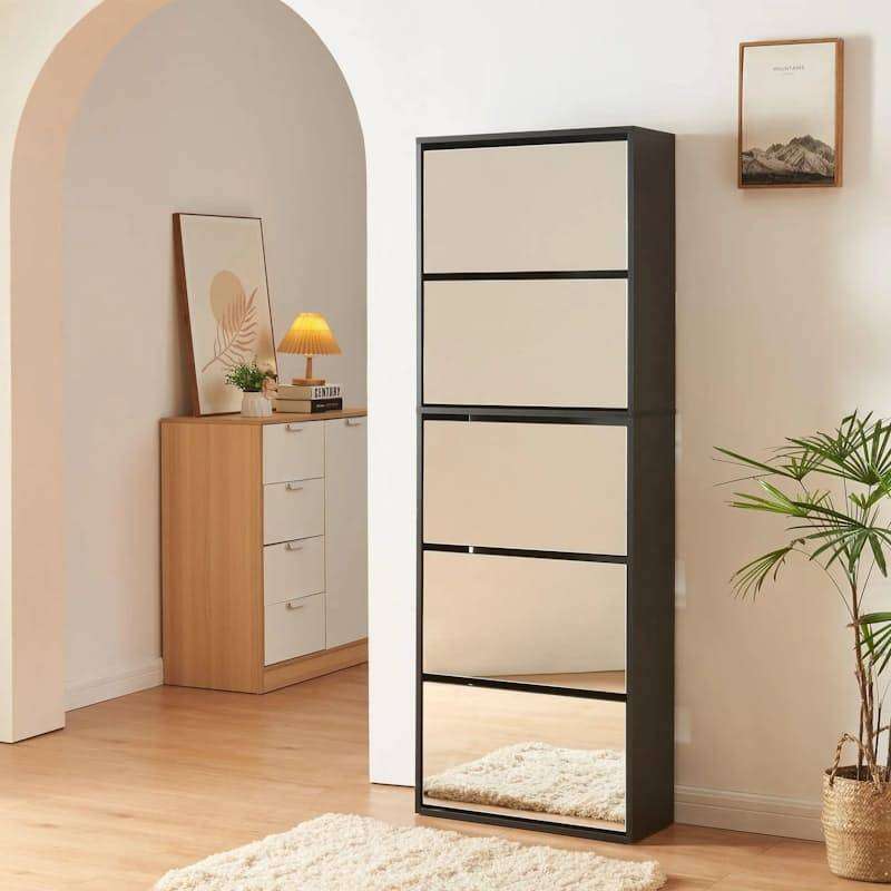 5 Tier Mirror Shoe Cabinet