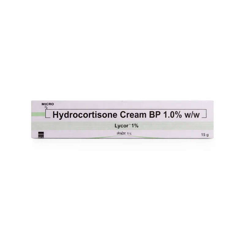 Hydrocortisone Cream BP 1% W/W 15g, Lycor 1% for Itching, Redness and Eczema