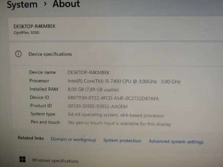 Dell OPTIPLEX i5 7th Gen 3050