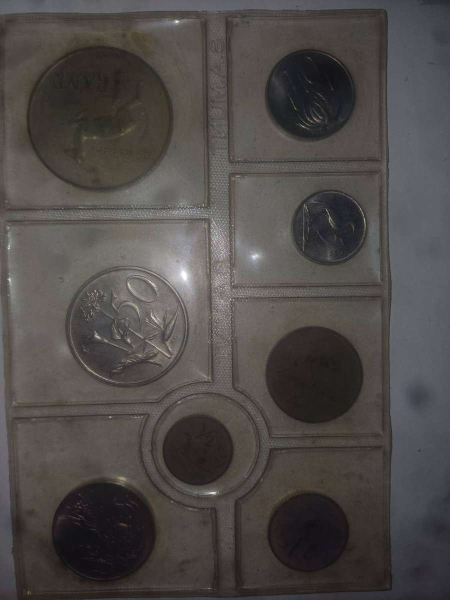 3 Mint sets South African coins uncirculated coins different dates 1975,1977,1985
