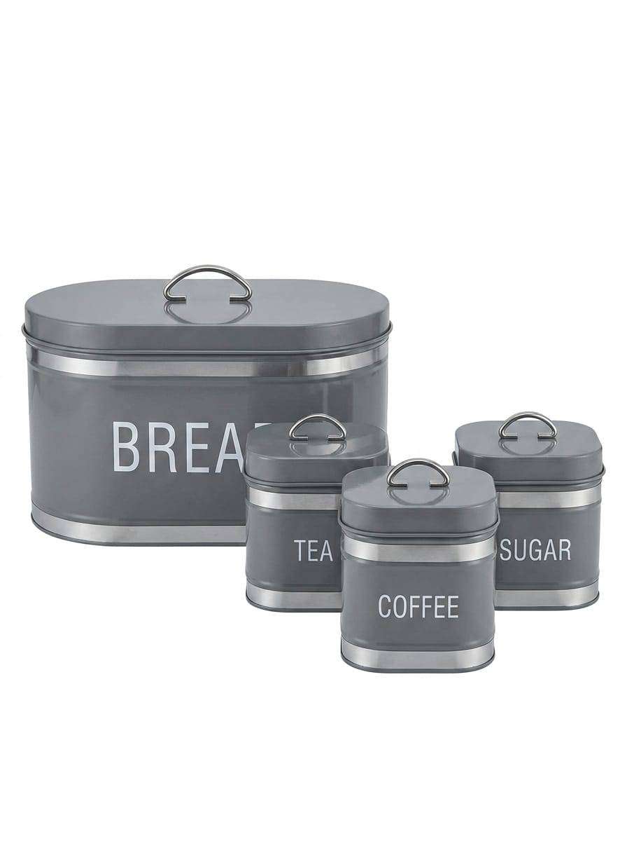 19-Piece Kitchen Utensil Set with Knife Block, Cutting Boards & Kitchen Storage Canisters Grey