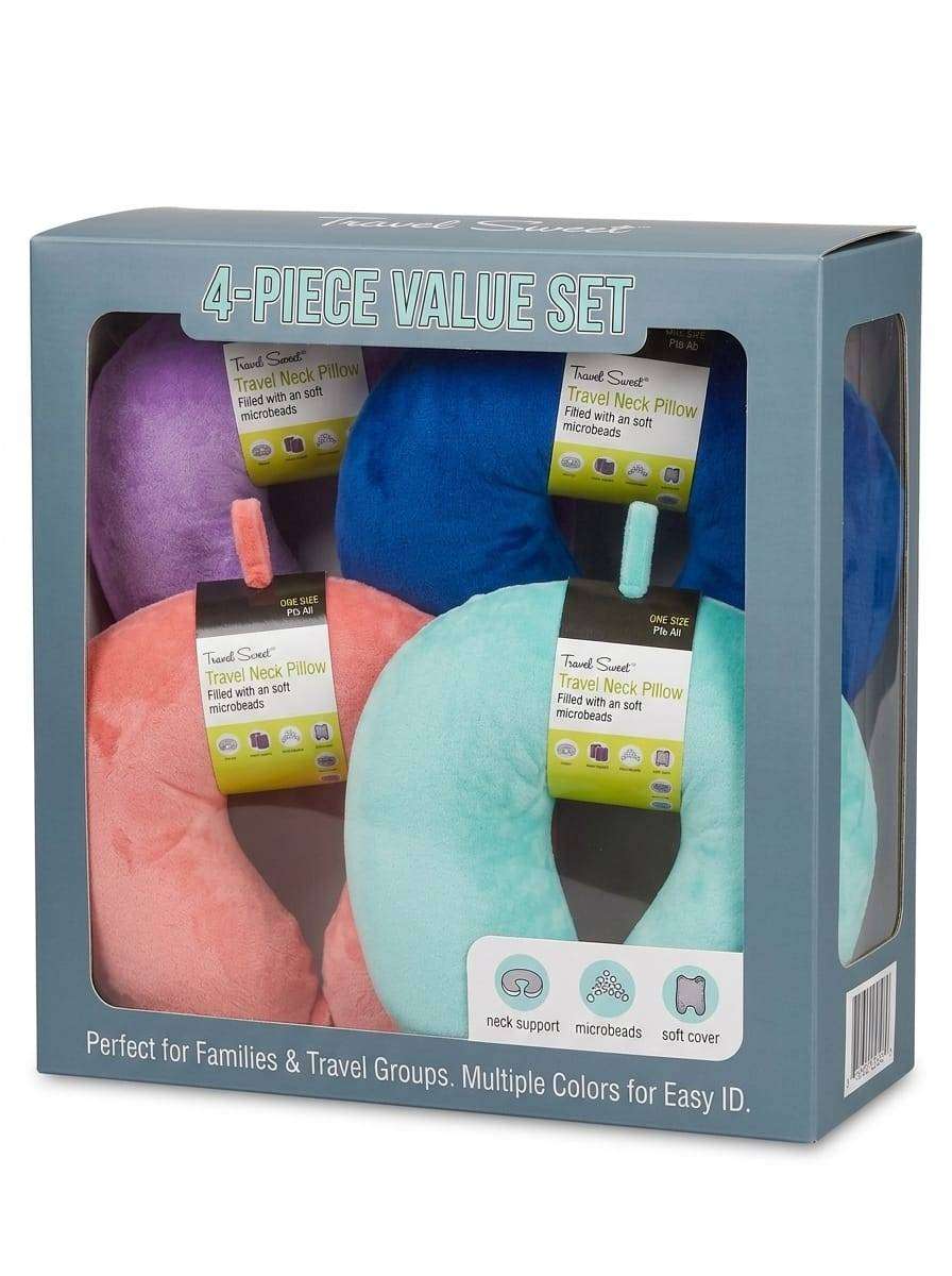 Travel Neck Pillow  Ultra-Soft Microbead Support Cushion Set of 4