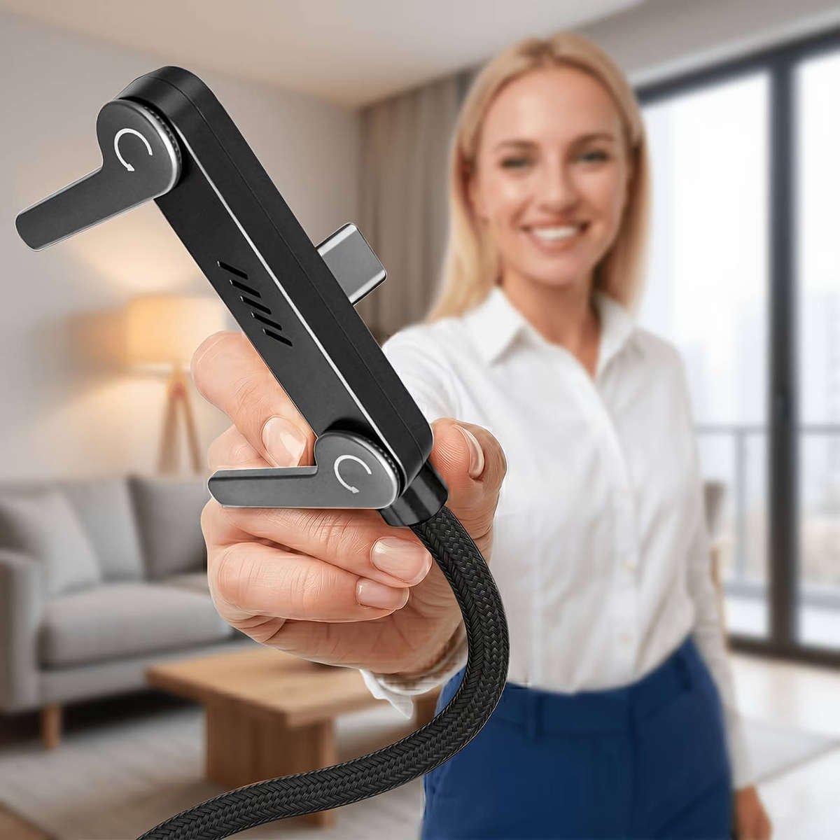 HEEMAX 2-in-1 Foldable Kickstand USB-C Fast Charging Cable
