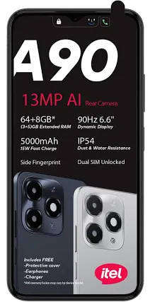 ITEL A90S SMARTPHONE - 128G/4G , FINGERPRINT, BIG BATTERY,  CLEAR PHOTOS