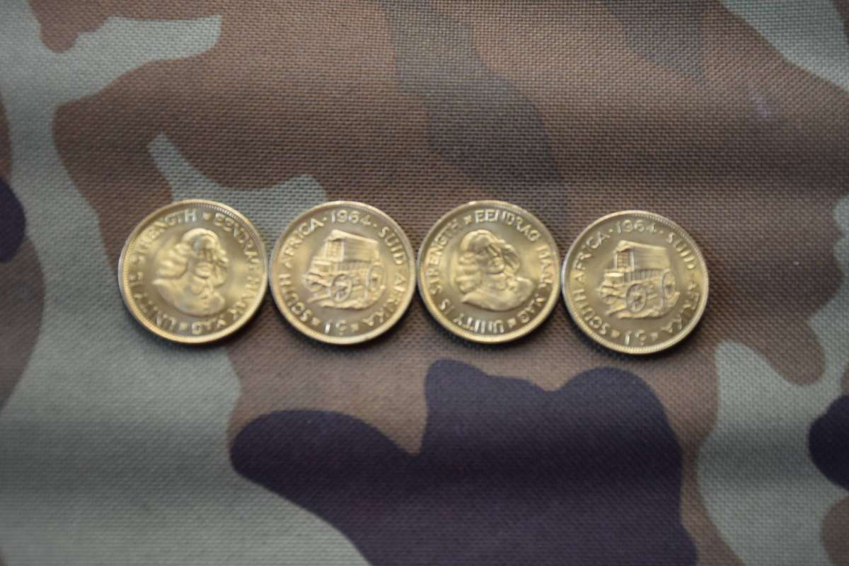 SOUTH AFRICAN 1964 1 cent COIN [4 PIECE SET]