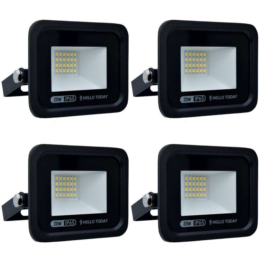 4 Pack 20W Wired LED Flood Light Outdoor IP65 Waterproof Super Bright
