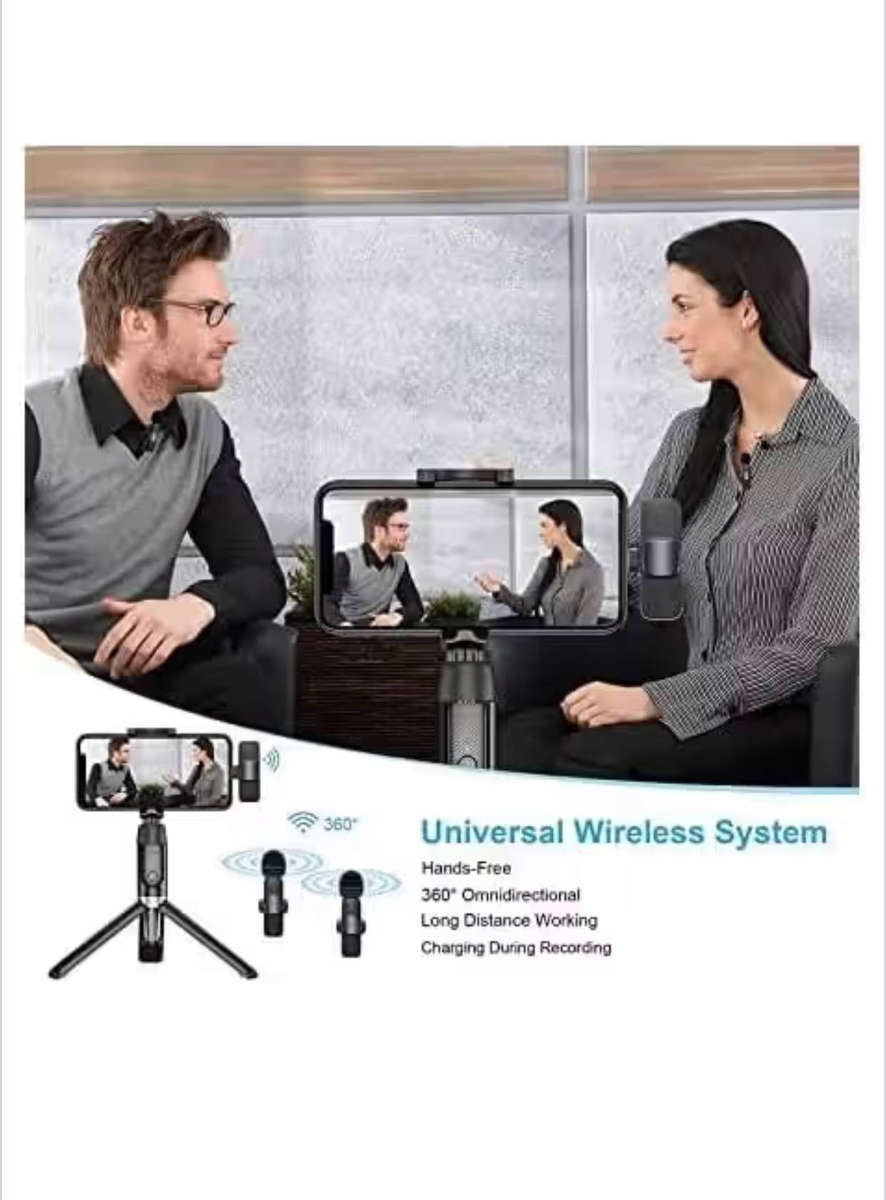 K9 Wireless Dual Lavalier Microphone Portable Audio Video Recording