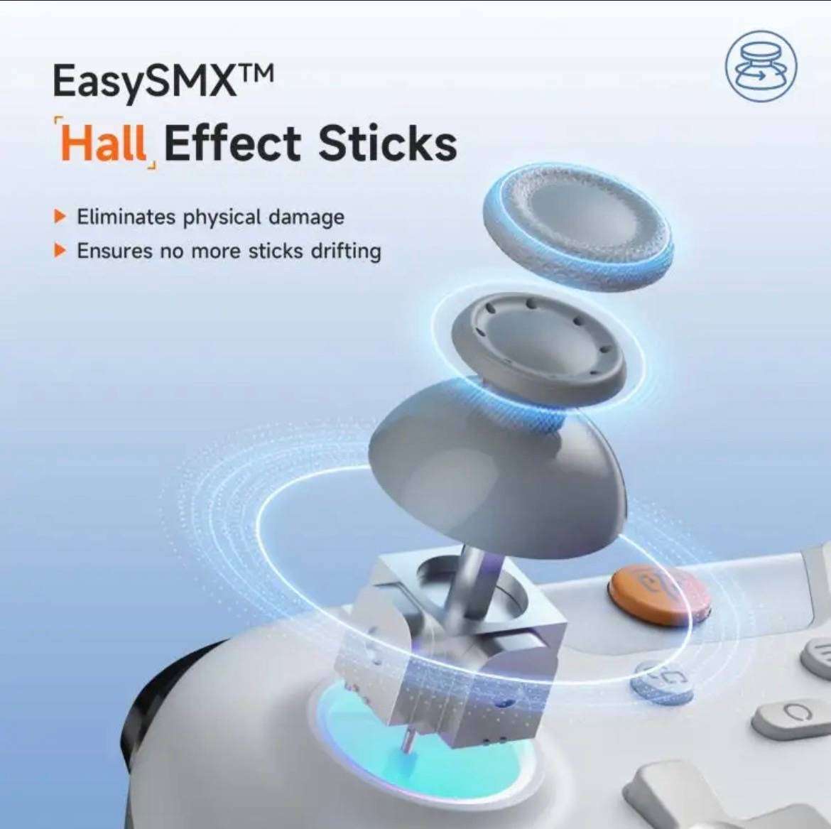 EasySMX X05 Wireless Gamepad Hall RGB Effect Controller For PC / Phone / Switch / Steam Deck(White)