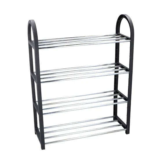 Home and Kitchen 4 Tier Shoe Rack Black/Silver
