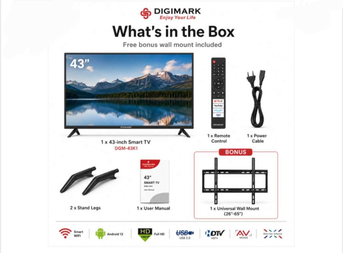 Digimark - 43" HD LED Smart TV with Wall Mount