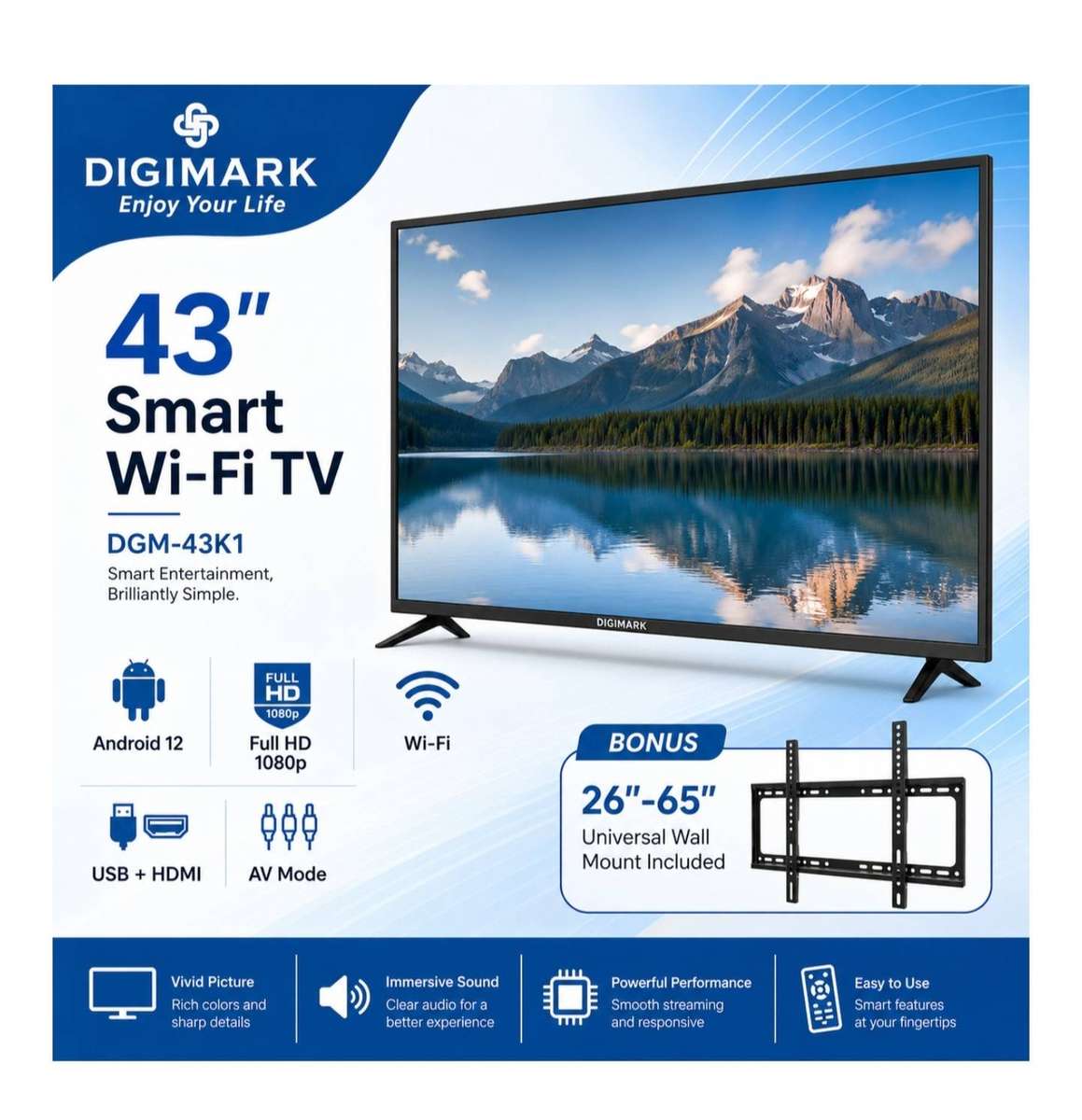 Digimark - 43" HD LED Smart TV with Wall Mount