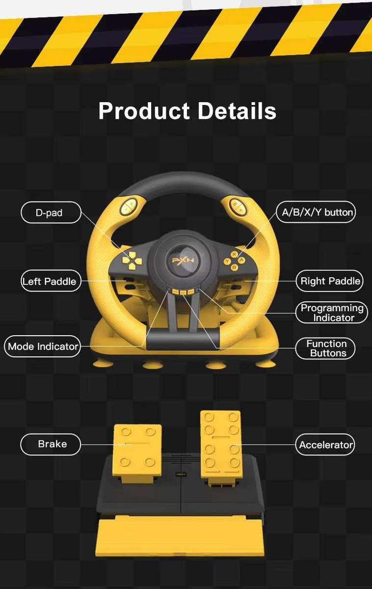PXN V3 Pro 180° Racing Gaming Steering Wheel with Pedals