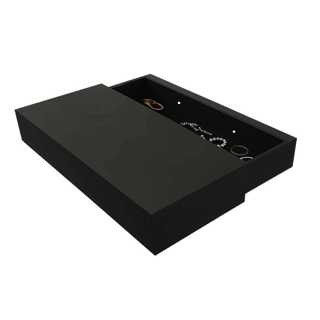 Secret Floating Shelf V2 - Hidden Storage Box with Sliding Cover (Black)