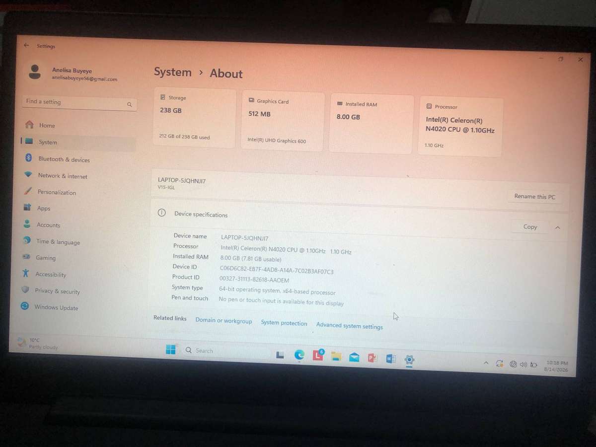 Dell Inspiron 15 5000 Series Laptop - 8GB RAM, 256GB SSD, Full HD Display