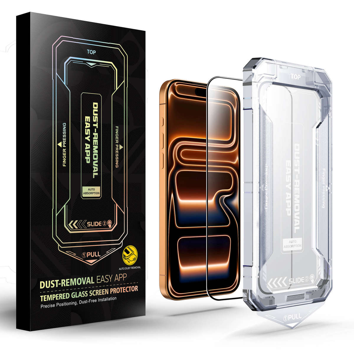 iPhone 17 Pro Max screen protector - tempered glass 9H HD with auto-alignment kit