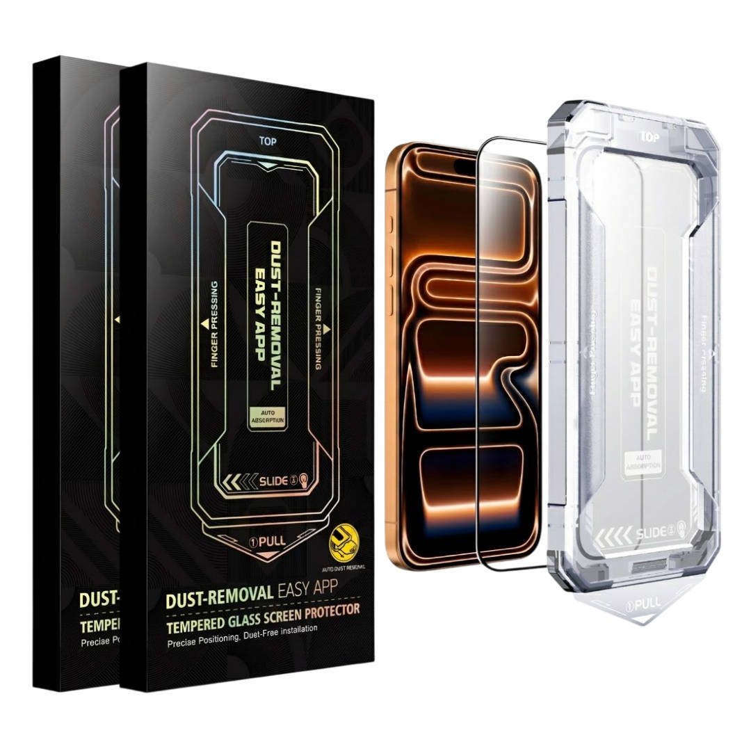iPhone 17 Pro Max screen protector (2 pack) - 9H HD tempered glass with auto-alignment kit