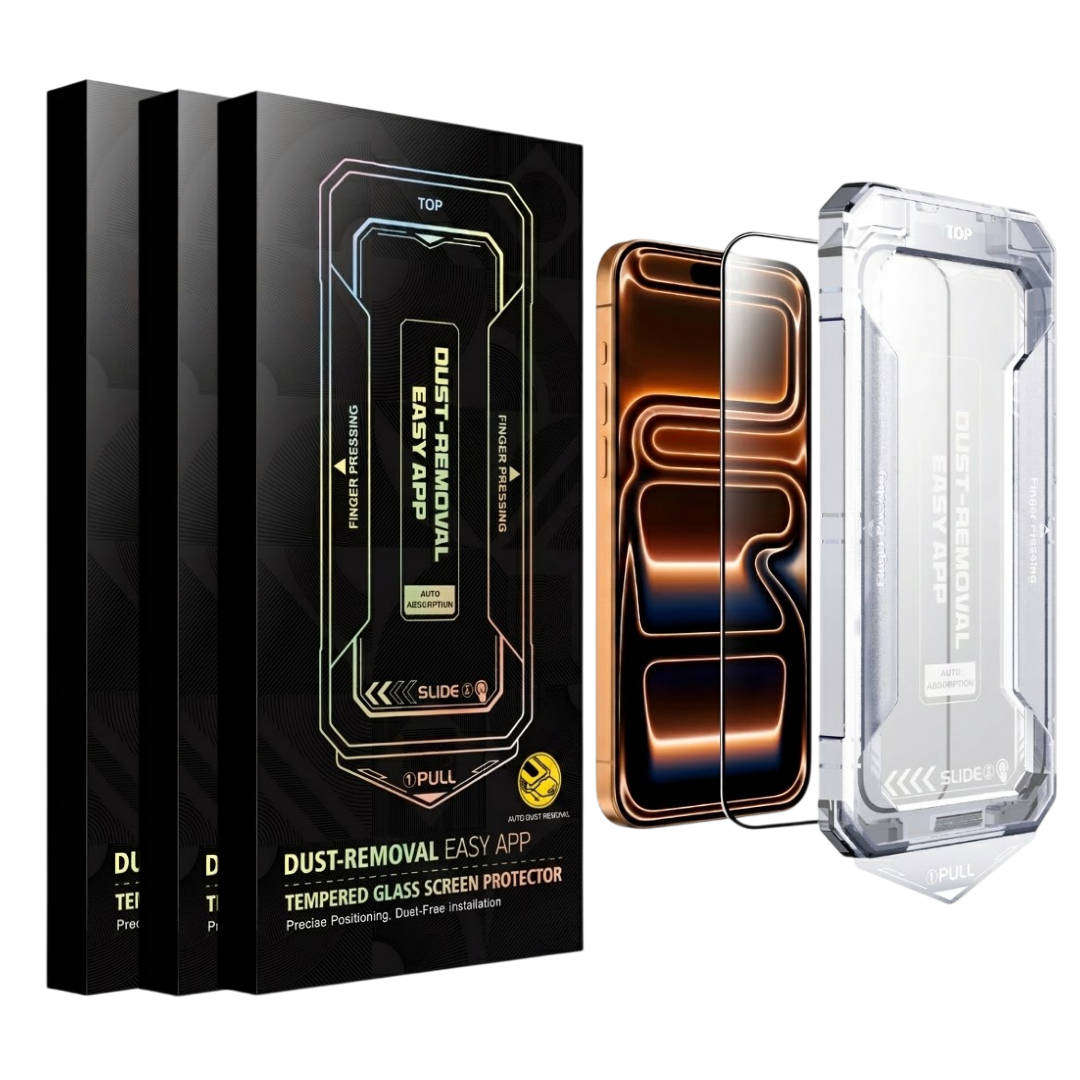 iPhone 17 Pro Max screen protector (3 pack) - 9H HD tempered glass with auto-alignment kit