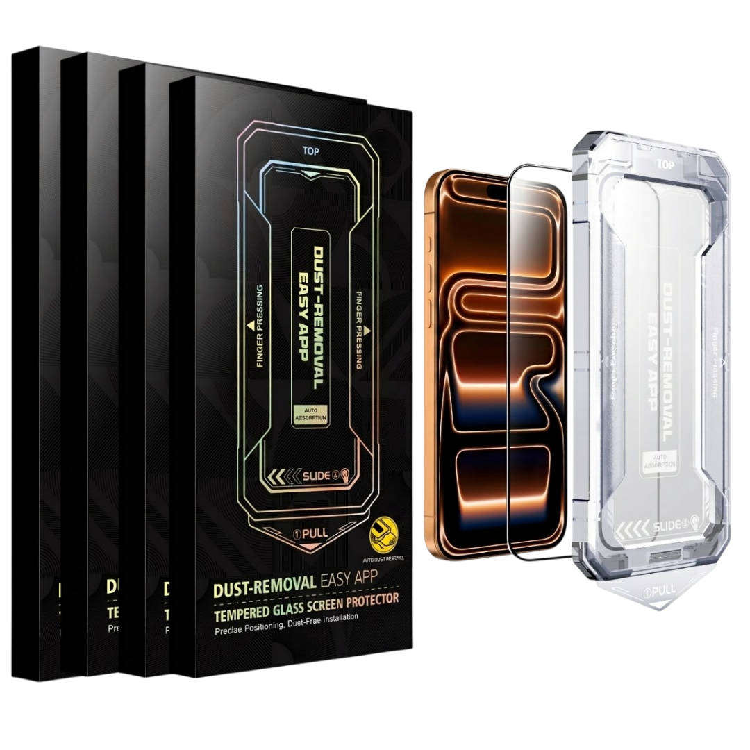iPhone 17 Pro Max screen protector (4 pack) - 9H HD tempered glass with auto-alignment kit