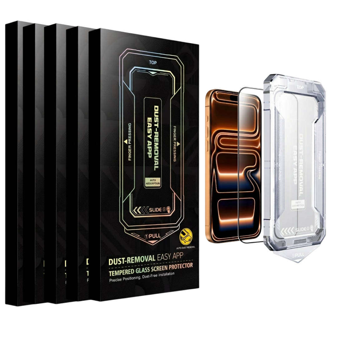 iPhone 17 Pro Max screen protector (5 pack) - 9H HD tempered glass with auto-alignment kit