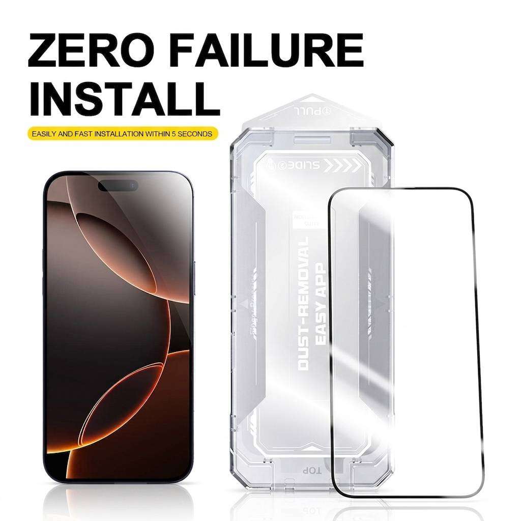 iPhone 17 Pro Max screen protector - tempered glass 9H HD with auto-alignment kit
