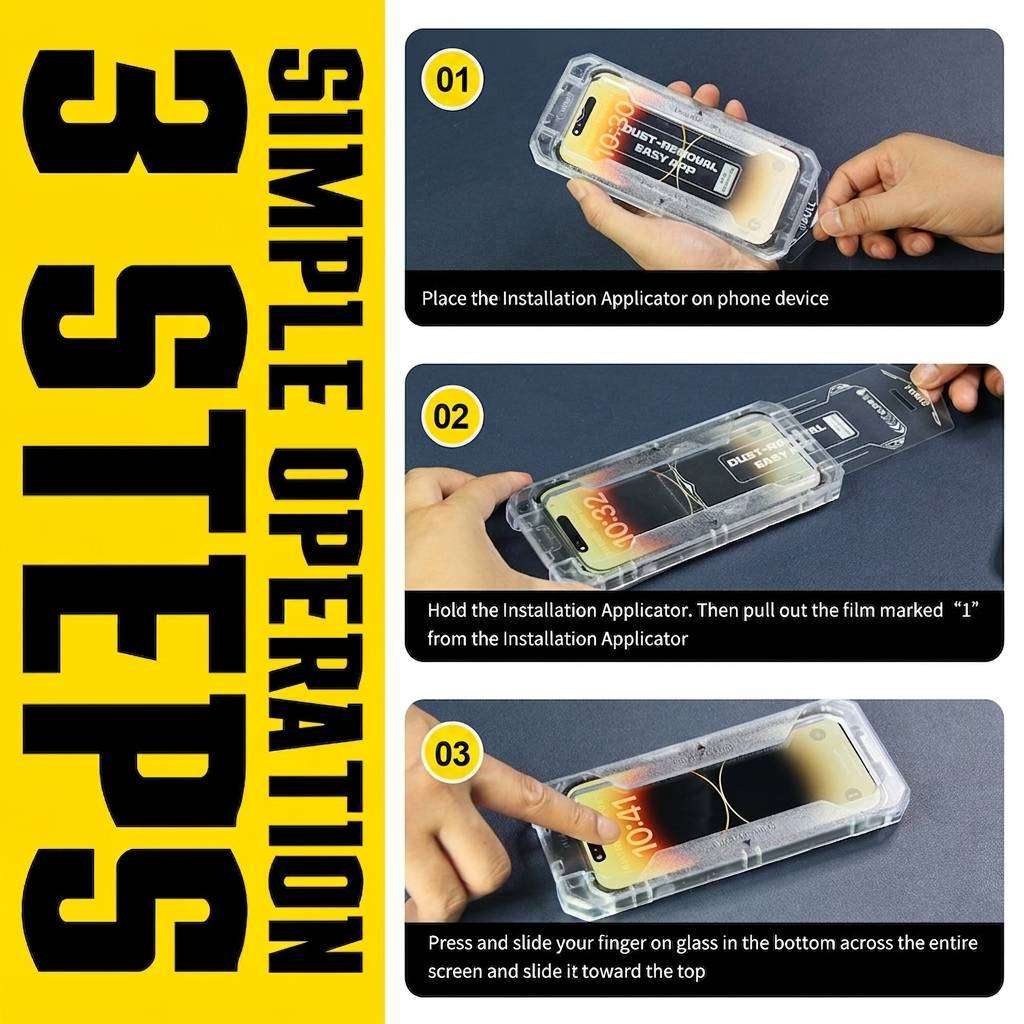 iPhone 17 Pro Max screen protector - tempered glass 9H HD with auto-alignment kit
