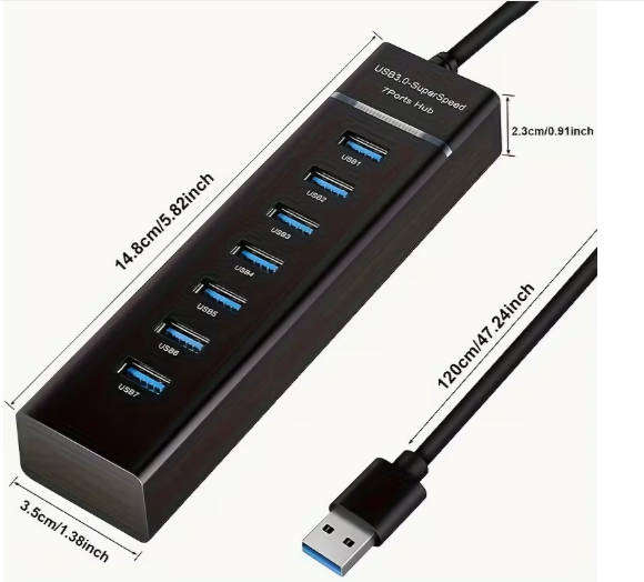 7 Port USB 3.0 Hub 120cm