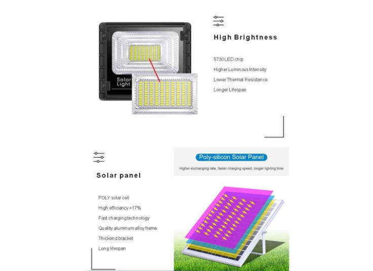 Solar Flood Light with Power Level Display 100W
