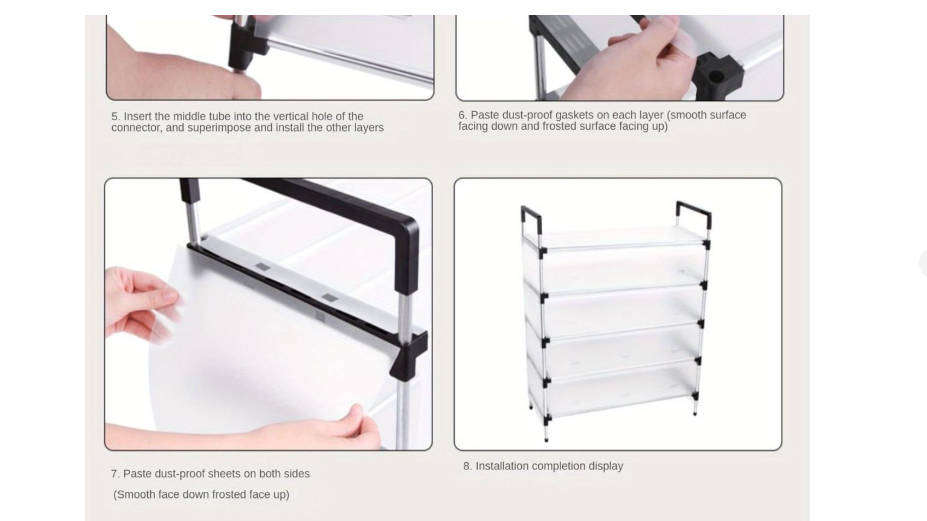 Stainless Steel Shoe Organizer - 7-Shelf, Sturdy & Durable Free Standing - White