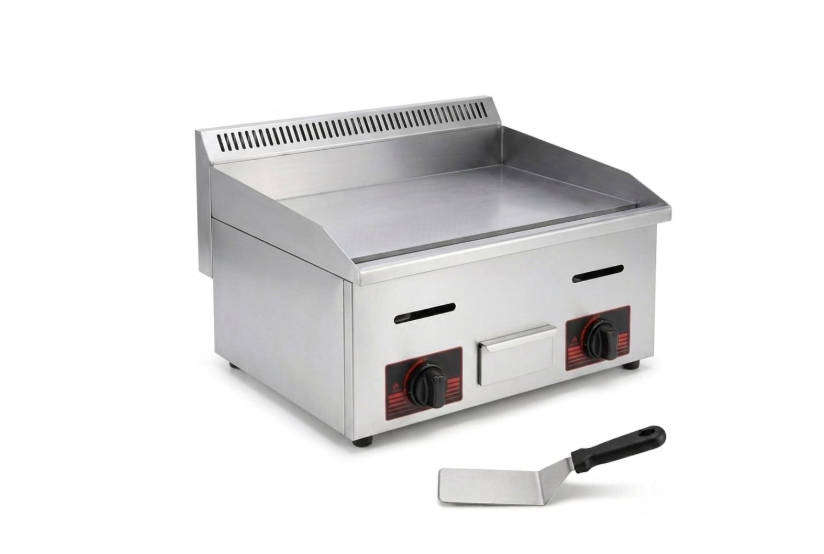 Double Burner LPG Gas Griddle & Stainless Steel Spatula Bundle