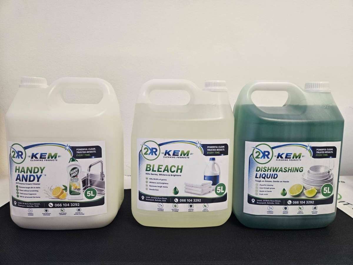 2KR KEM Essentials Combo  Dishwashing Liquid 5L + Bleach 5L + Multipurpose Cleaner 5L
