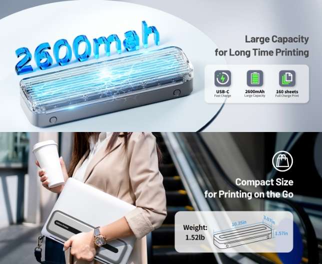 READ DESCRIPTION - Itari M832 Portable + Wireless Thermal Printer