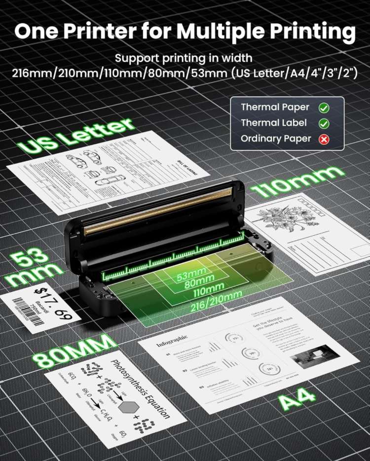 READ DESCRIPTION - Itari M832 Portable + Wireless Thermal Printer