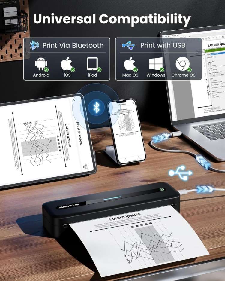 READ DESCRIPTION - Itari M832 Portable + Wireless Thermal Printer