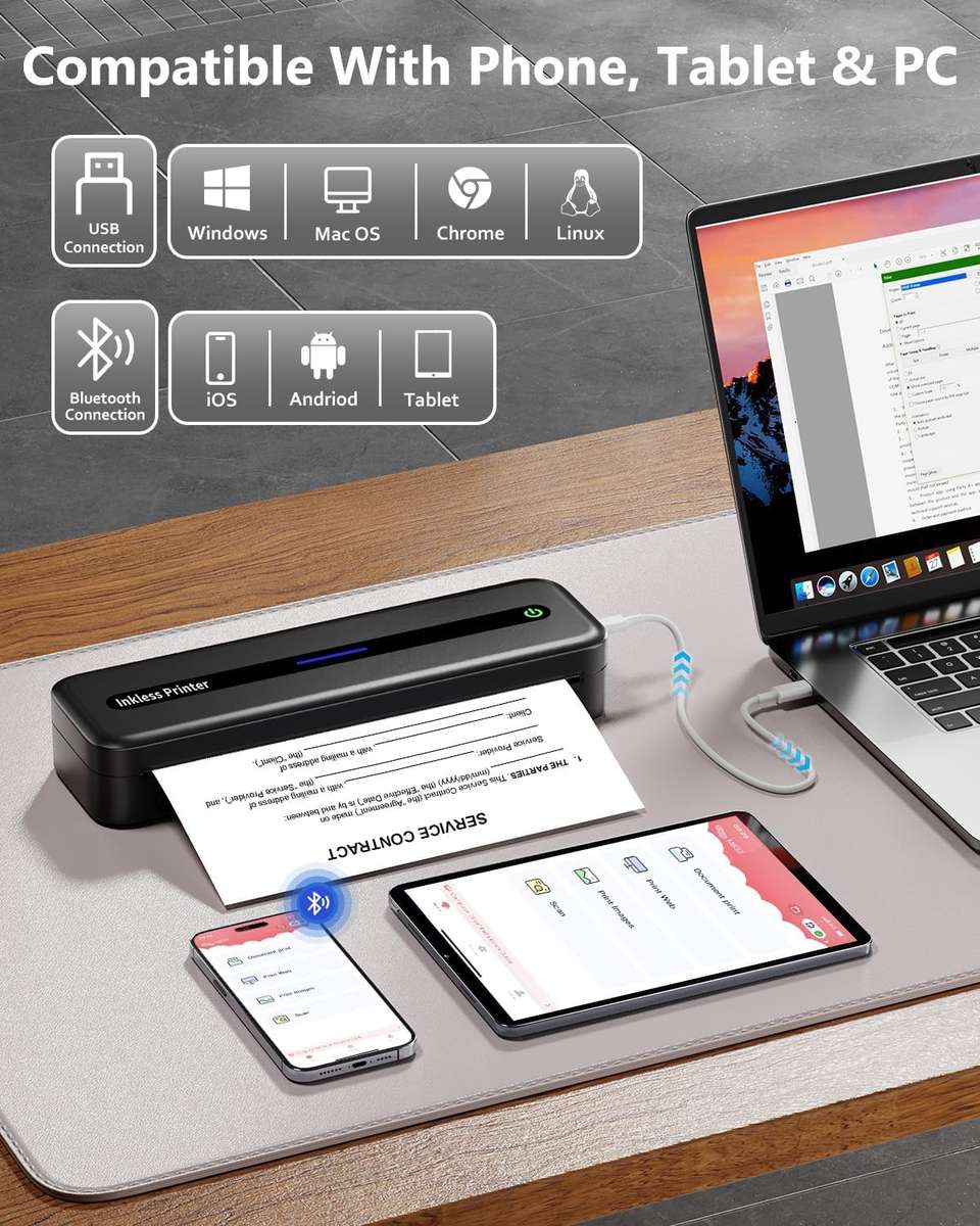 READ DESCRIPTION - Itari M832 Portable + Wireless Thermal Printer