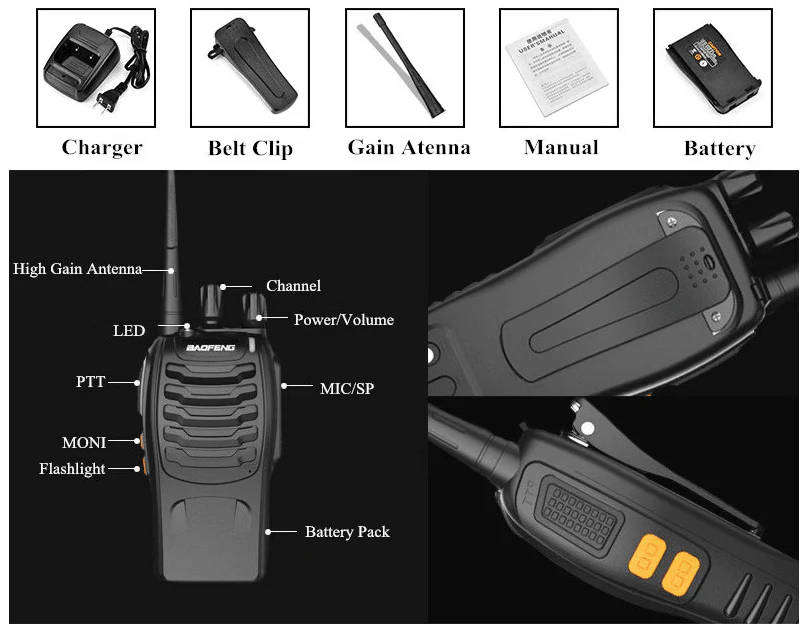 SET OF 2 - Baofeng BF-888s 2-Way Radio / Walkie Talkie