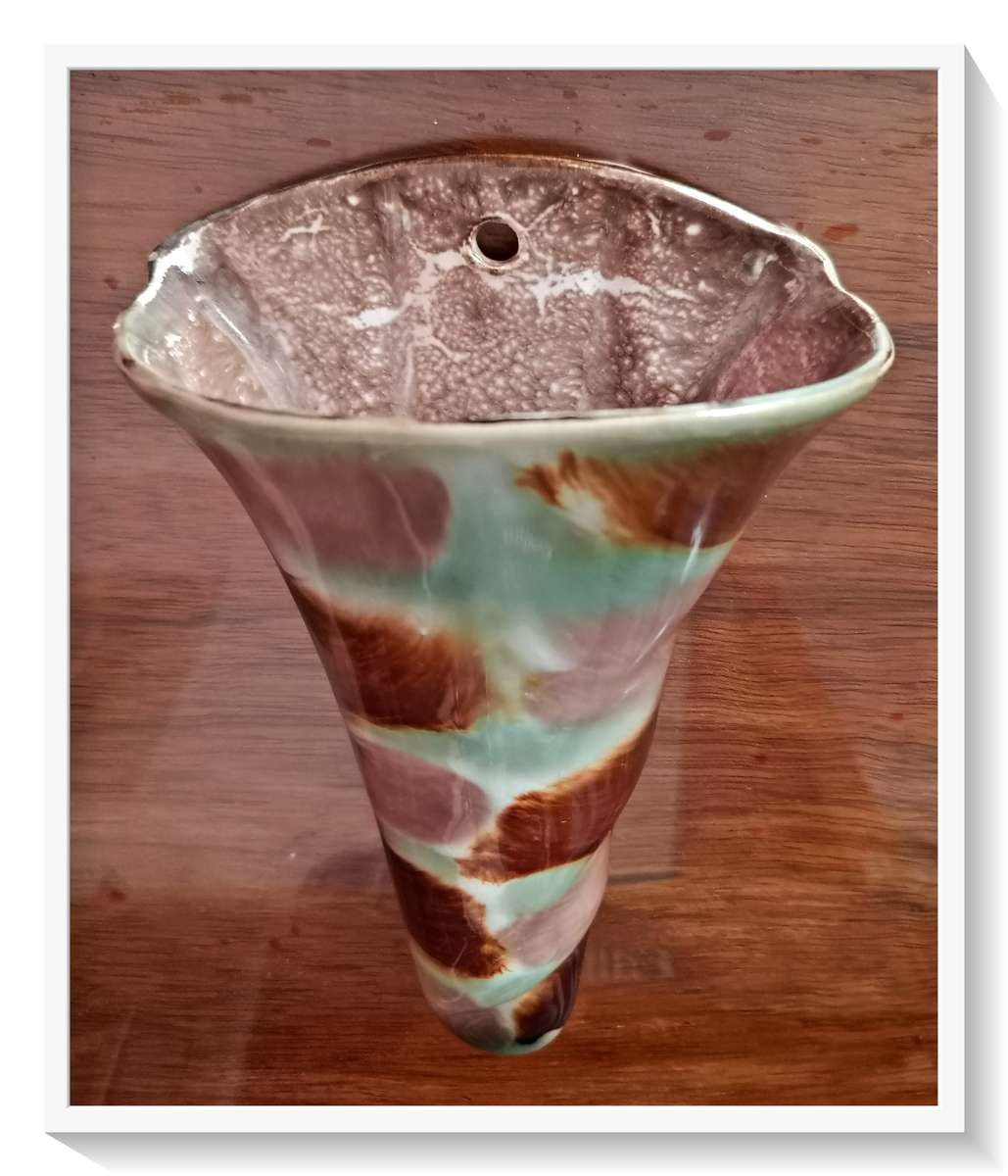 A Large Vintage Funnel Shaped Ceramic Wall Vase Made in Germany - NO CHIPS***