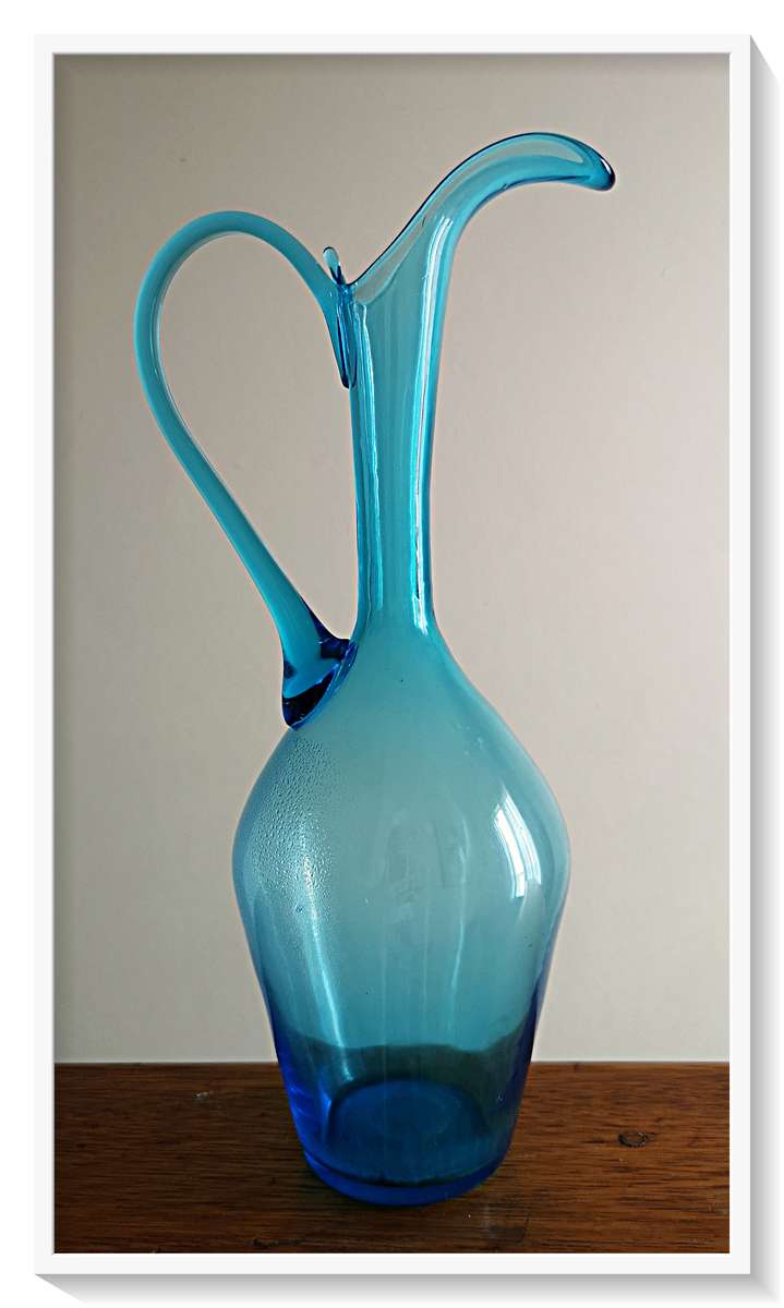 Flowing Blue Glass Vase - Large Plantative Organic Style - Dimensions 380MM X 160MM - Rare Find*