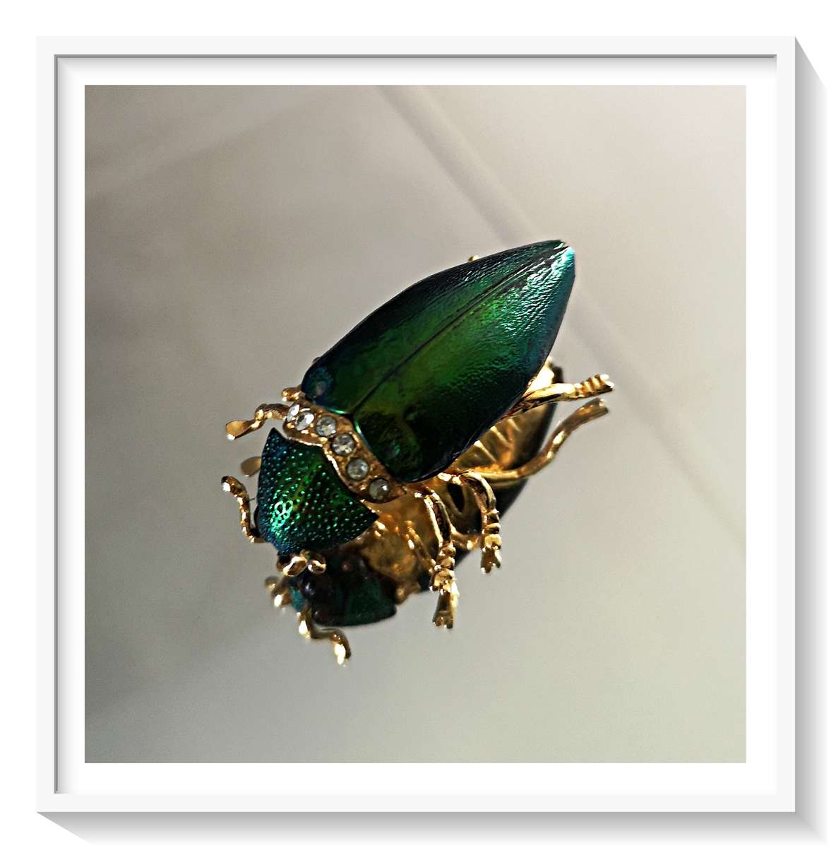 Metallic Green Metal Beetle Brooch - Brass Gold tone - Fashion Pin Brooch - For the Bug Lovers