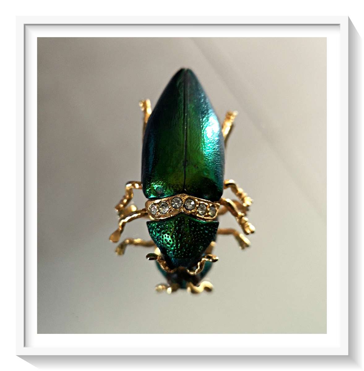 Metallic Green Metal Beetle Brooch - Brass Gold tone - Fashion Pin Brooch - For the Bug Lovers
