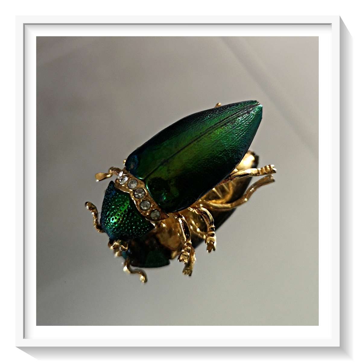 Metallic Green Metal Beetle Brooch - Brass Gold tone - Fashion Pin Brooch - For the Bug Lovers
