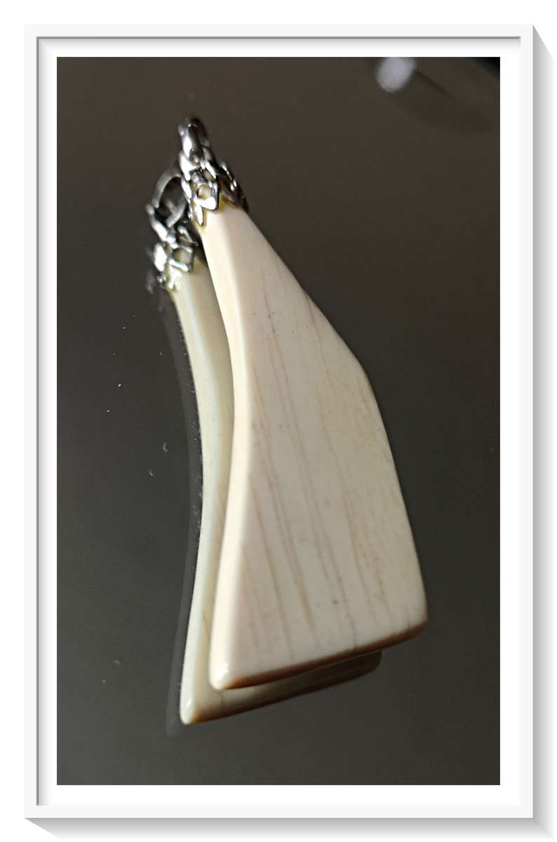 Rare Find - Angular Shaped Bone Pendant 35mm in Length- Hand-Made from Warthog Boar Tusk