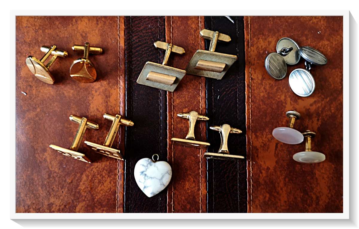 Six Pairs of Vintage Metal Cufflinks in Good Condition