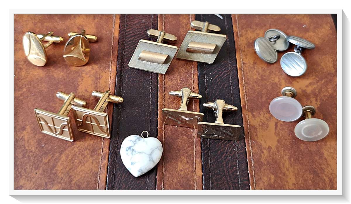 Six Pairs of Vintage Metal Cufflinks in Good Condition
