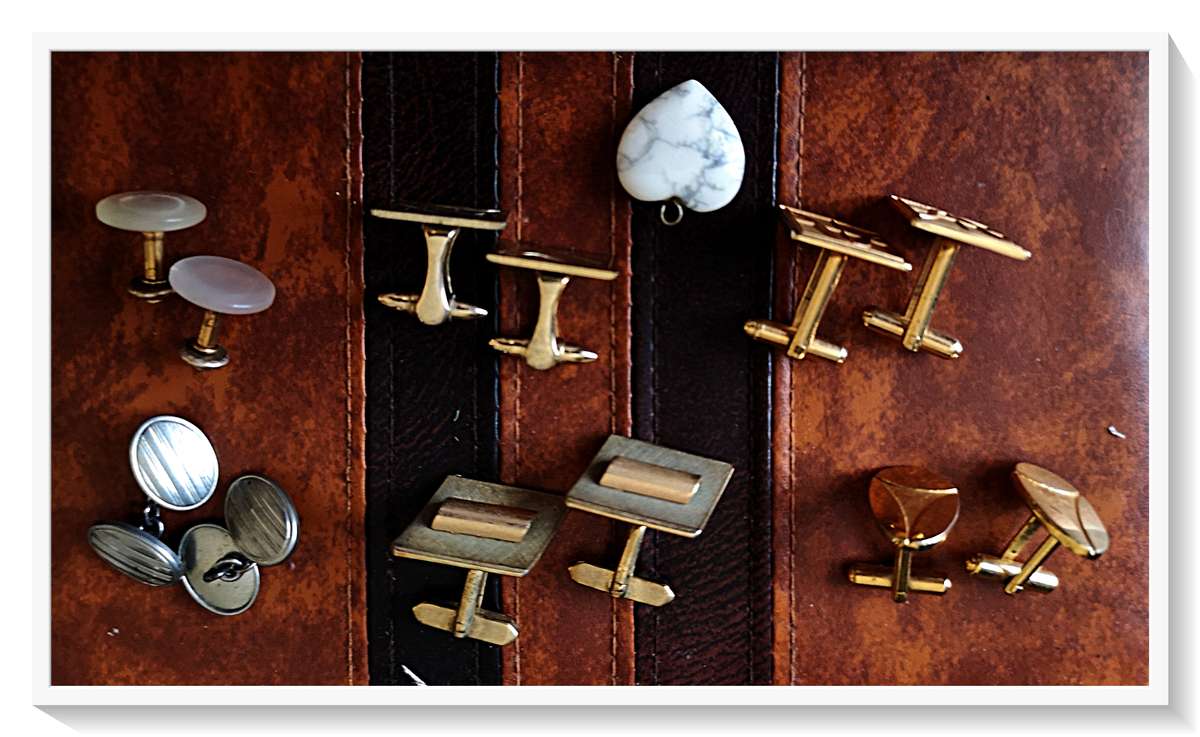 Six Pairs of Vintage Metal Cufflinks in Good Condition