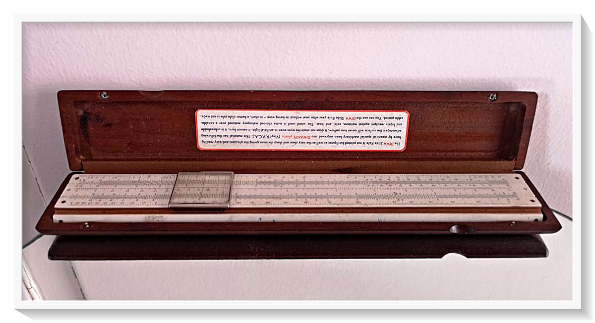 Vintage DIWA Slide Ruler with Perfect Wooden Casing - Condition Excellent