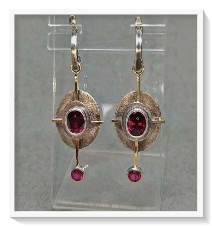 Vintage Red Crystal Stone Dangle Earrings For Women Tribal Cross Design Oval Antique Metal Earrings
