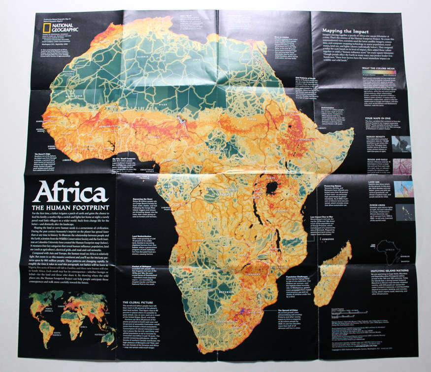 National Geographic Folded Map of Africa - The Human Footprint September 2005