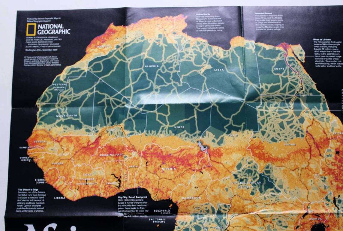 National Geographic Folded Map of Africa - The Human Footprint September 2005
