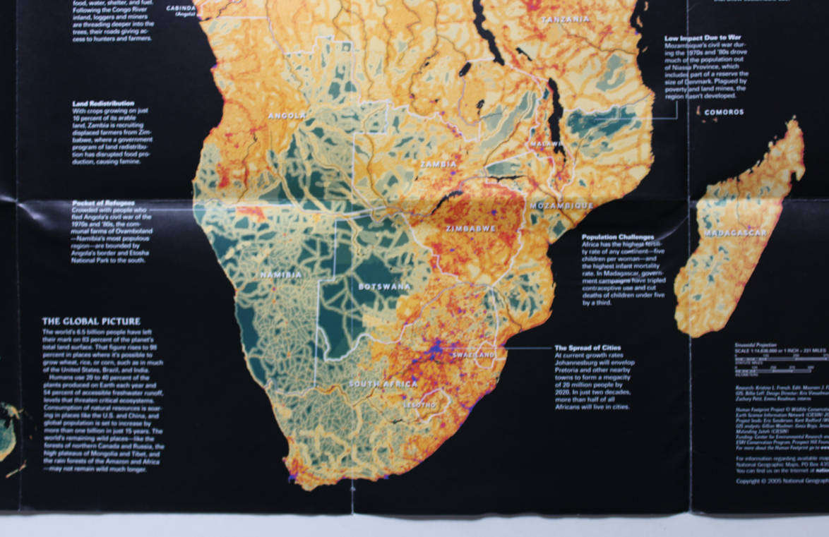 National Geographic Folded Map of Africa - The Human Footprint September 2005