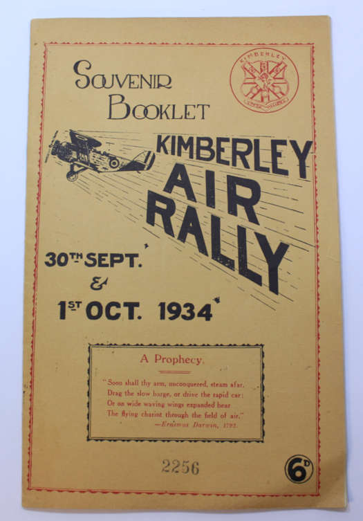 Kimberley Air Rally 1 Oct 1934 Souvenier Booklet